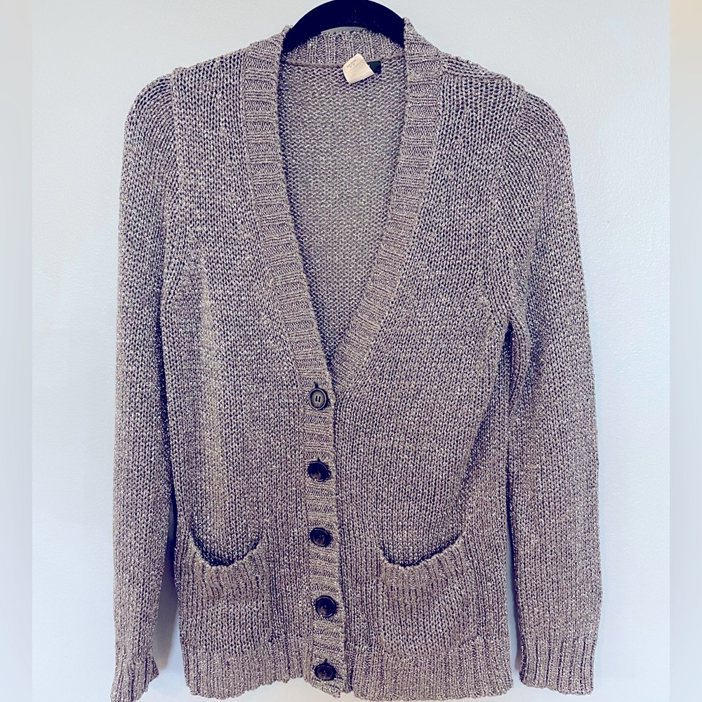 J Crew Metallic Medium Cardigan